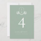 Invitation Élégante calligraphie Sage Green Crest Numéro de t (Devant)