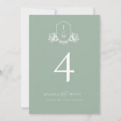 Invitation Élégante calligraphie Sage Green Crest Numéro de t (Dos)