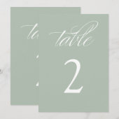 Invitation Élégante calligraphie Sage Mariage Numéros de tabl (Devant / Derrière)
