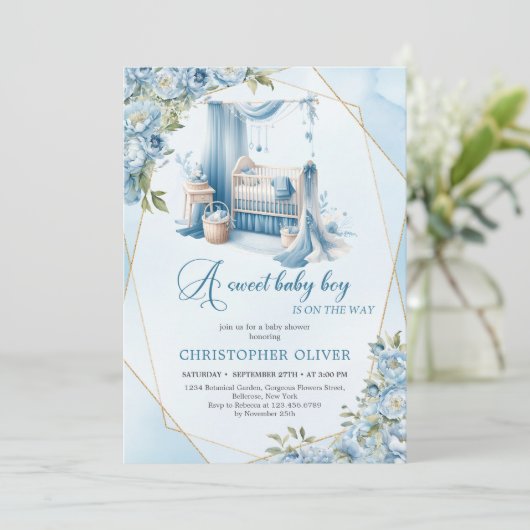 Invitation Élégante calligraphie script bébé bébé bébé enfant (Debout devant)