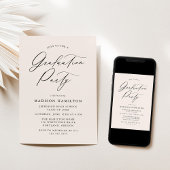 Invitation Élégante Calligraphie Script Cream Graduation Part
