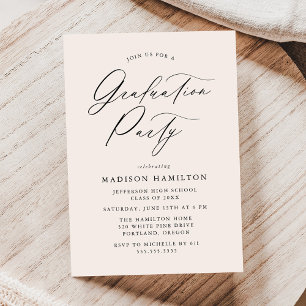 Invitation Élégante Calligraphie Script Cream Graduation Part