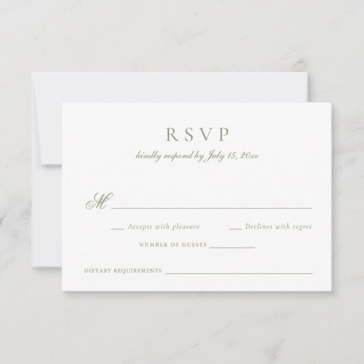 Invitation Élégante calligraphie Script Sage Green Wedding RS (Devant)