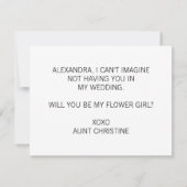 Invitation Élégante Calligraphie Serez-Vous Ma Fille Fleur (Dos)