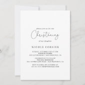 Invitation Élégante Calligraphie Simple Christening (Devant)