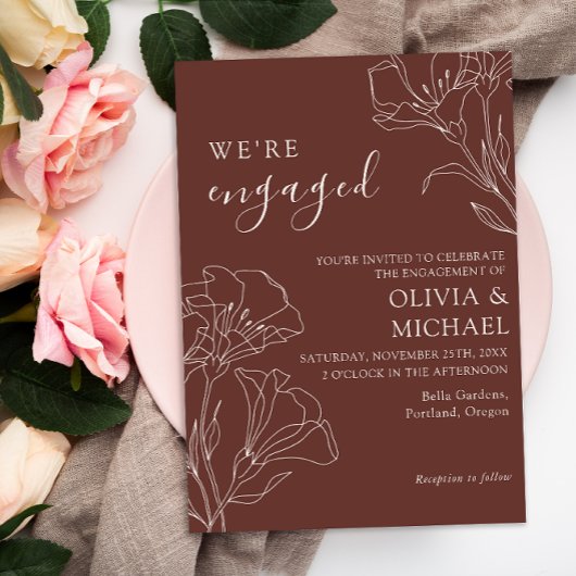 Invitation Élégante calligraphie Simple Engagement Party