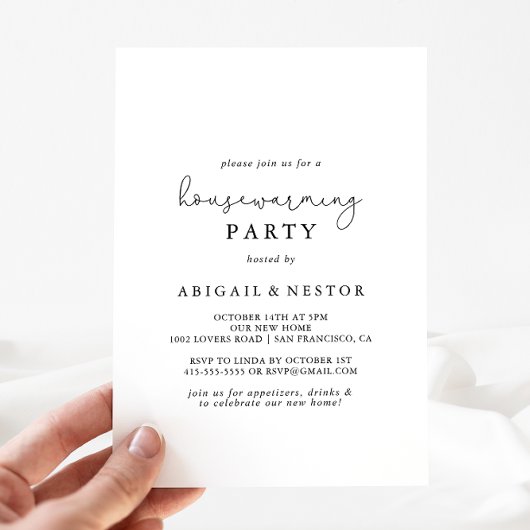 Invitation Élégante Calligraphie Simple Fête de réchauffement