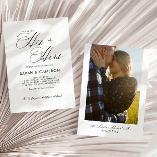 Invitation Élégante calligraphie Son Couple Douche Photo