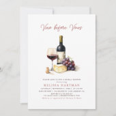 Invitation Élégante Calligraphie Vino avant Vows Fête des mar (Devant)