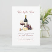 Invitation Élégante Calligraphie Vino avant Vows Fête des mar (Debout devant)