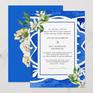 Invitation Élégante Carrelage Aquarelle Méditerranéenne Marié