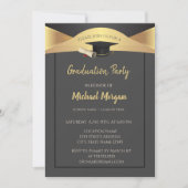 Invitation Élégante casquette de diplôme, Gold Graduation (Devant)