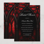 Invitation Elégante cathédrale rouge et noire Fête des mariée (Devant / Derrière)