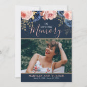 Invitation Elégante célébration de la vie Florale Photo Funér (Devant)