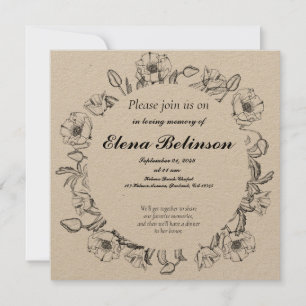 Invitation Élégante célébration de la vie funéraire commémora