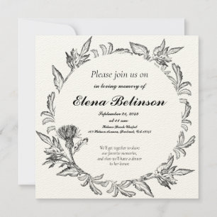 Invitation Élégante célébration de la vie funéraire commémora