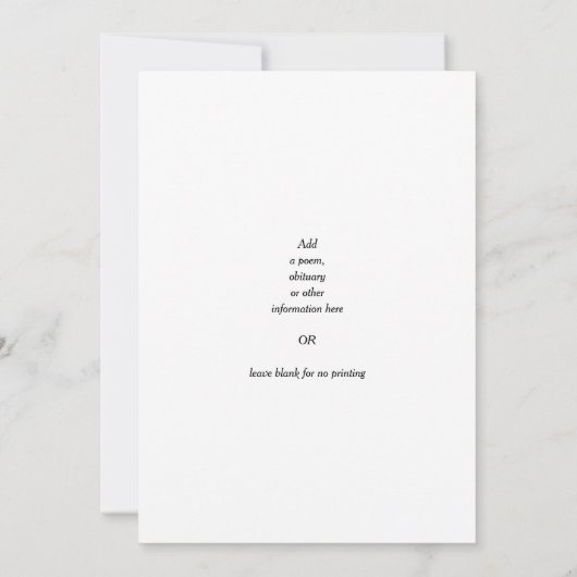 Invitation Élégante célébration de la vie funéraire Memorial (Dos)