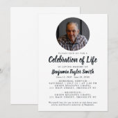 Invitation Élégante célébration de la vie Photo Funérailles c (Devant / Derrière)