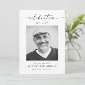 Invitation Elégante célébration de la vie Photo Funeral Memor (Debout devant)
