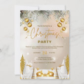 Invitation Élégante célébration de Noël or et blanc (Devant)