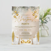 Invitation Élégante célébration de Noël or et blanc (Debout devant)