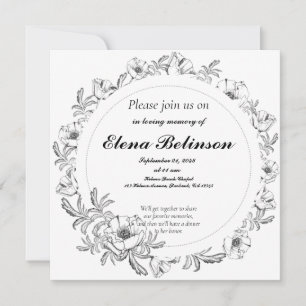 Invitation Élégante célébration des funérailles commémorative