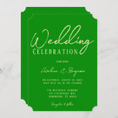 Invitation Elégante céleri et Mariage vert de la forêt (Devant / Derrière)