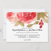 Invitation Élégante cérémonie de Mariage Rose de couleur roug (Devant)