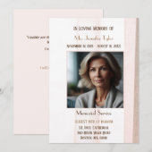 Invitation Élégante cérémonie funéraire rose (Devant / Derrière)