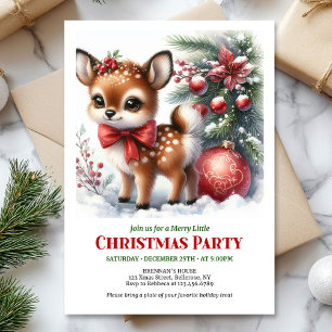 Invitation Élégante cerf aquarelle forêt enneigée Noël