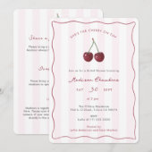 Invitation Élégante cerise sur le dessus Fête des mariées dou (Devant / Derrière)