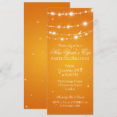 Invitation Élégante chaîne de réveillon de nuit Orange (Devant / Derrière)