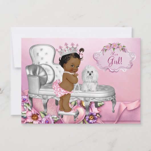 Invitation Élégante chaire Ethnic Princess Pearl Baby shower (Devant)