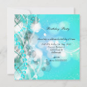 Invitation Elégante Champagne d'anniversaire en or bleu Turqu (Dos)