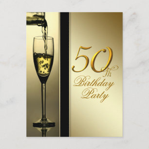 Invitation Elégante Champagne d'or 50e fête d'anniversaire