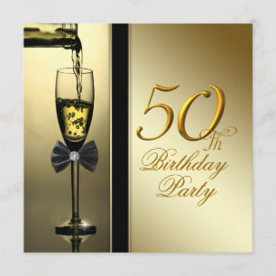 Invitation Elégante Champagne d'or 50e fête d'anniversaire