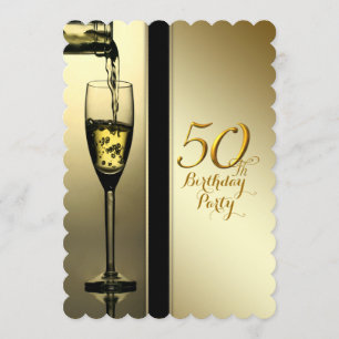 Invitation Elégante Champagne d'or 50e fête d'anniversaire