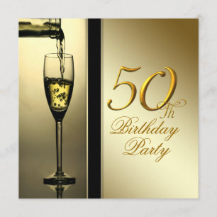 Invitation Elégante Champagne d'or 50e fête d'anniversaire