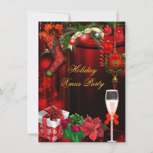 Invitation Élégante Champagne d'or verte de la fête de vacanc