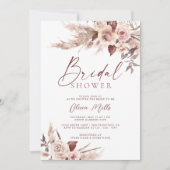 Invitation Elégante Champagne Rust Pampas Boho Fête des marié (Devant)