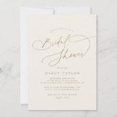 Invitation Élégante Charm Ivory Gold Fleur sauvage Fête des m (Devant)