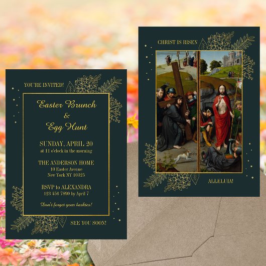 Invitation Elégante Chasse aux oeufs de Brunch de Pâques cath