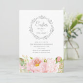 Invitation Elégante Chasse aux oeufs de Brunch Pâques rose (Debout devant)