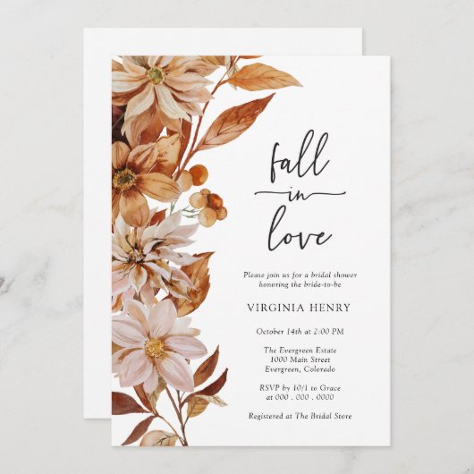 Invitation Élégante Chaussure Nuptiale Automne (Devant / Derrière)