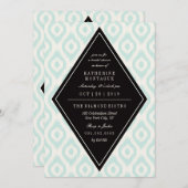 Invitation Élégante Chic Mood Diamond Ikat Fête des mariées e (Devant / Derrière)