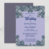 Invitation Elégante Chinoiserie Bleue Floral Mariage (Devant / Derrière)