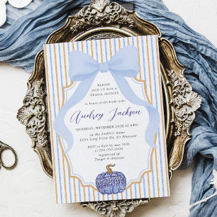 Invitation Elégante Chinoiserie Citrouille Blue Bow Fête des 