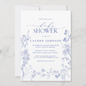 Invitation Élégante Chinoiserie Floral Blue Baby shower (Devant)