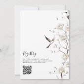 Invitation Élégante Chinoiserie Floral QR Code Fête des marié (Dos)