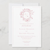 Invitation Élégante Chinoiserie rose Mariage d'oiseaux et de  (Devant)